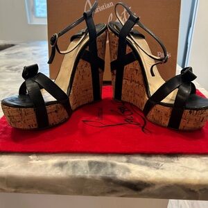 Christian Louboutin Black Leather Cork Platforms